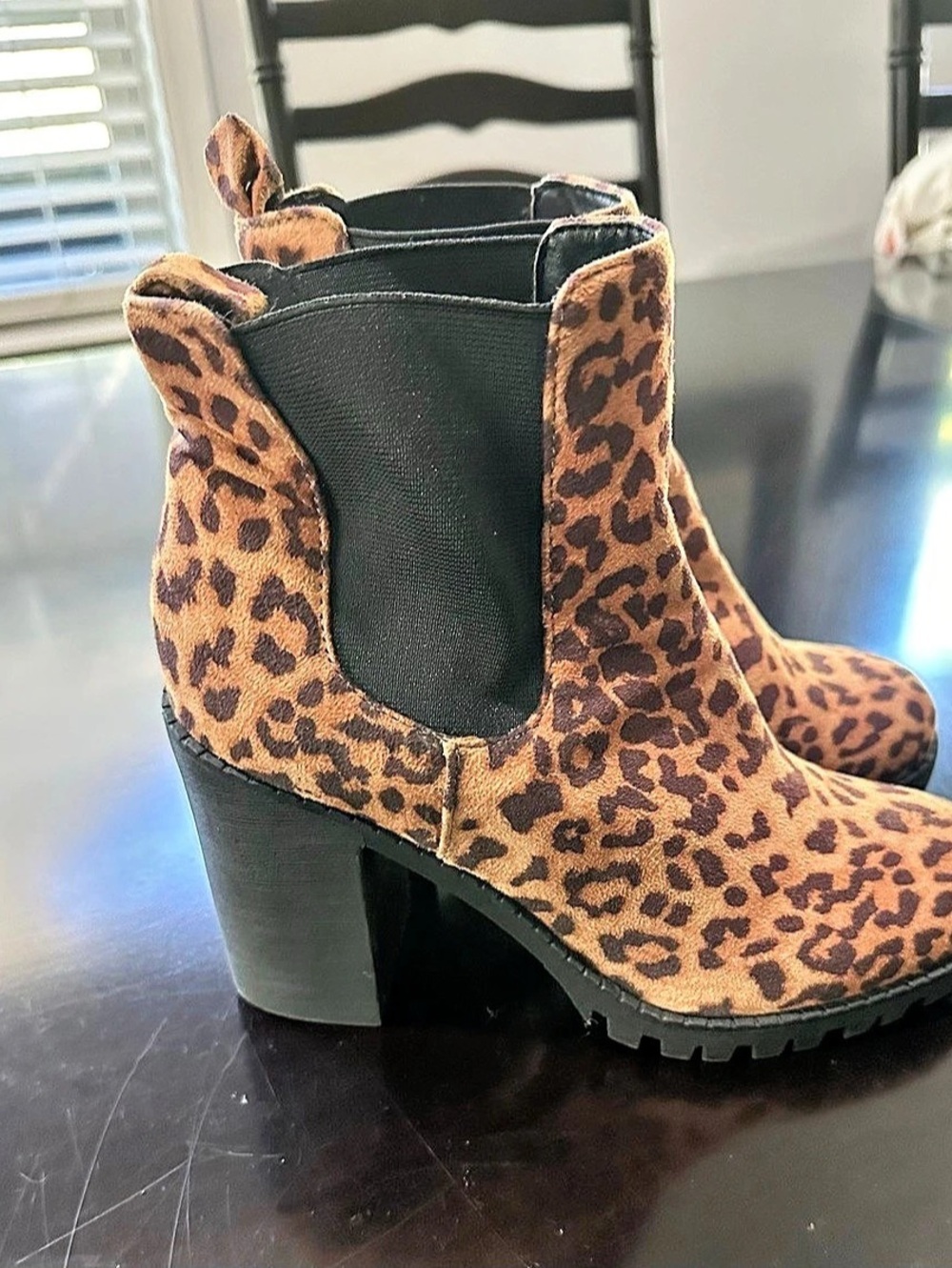 SODA ankle booties Leopard Print Block Heel Booties US 7.5